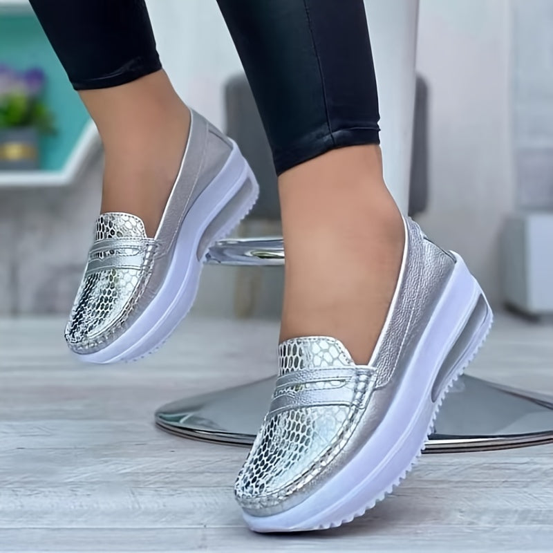 Women's Platform Slip On Loafers Soft Sole Casual Walking Shoes