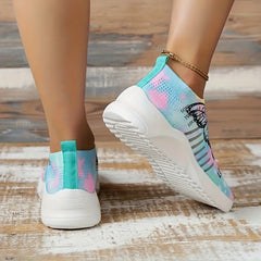 Women's Butterfly Print Mesh Tennis Shoes Lightweight Non-slip Travel Shoes
