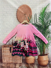Girls Kitty Graphic Crew Neck Long Sleeve Dress 2-14y
