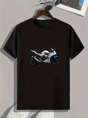 Motorcycle Pattern Print Men's Sports T-shirt Graphic Tee