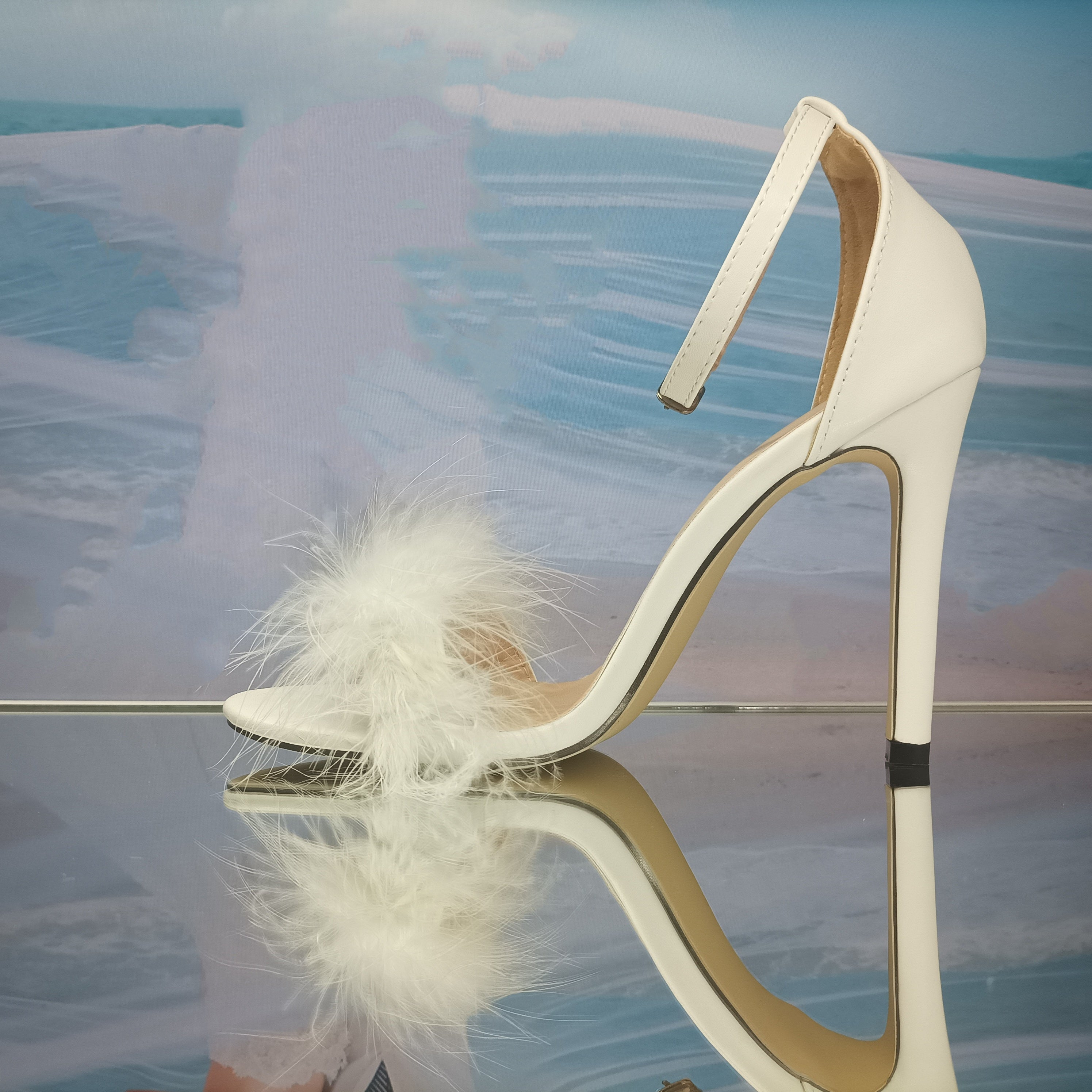 Fluffy Feather High Heel Sandals