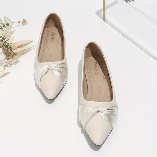Women's Knot Ballet Flats Soft Sole Slip On Shoes Wedding Dress Flats