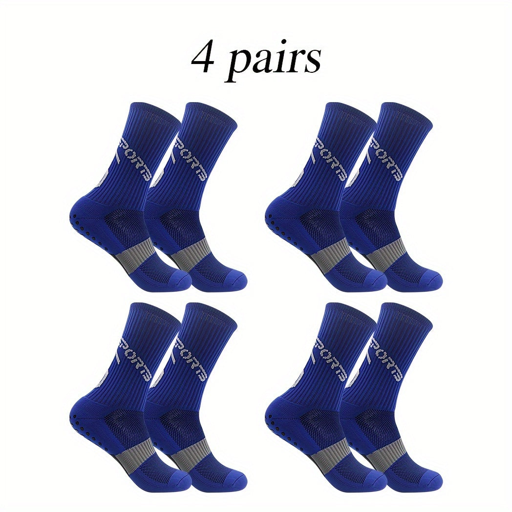 4 Pairs Athletic Anti-slip Football Socks For Men And Women