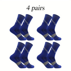4 Pairs Athletic Anti-slip Football Socks For Men And Women