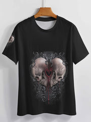 3D Skull Print Men's Graphic Active T-shirt Crew Neck Casual Tee for Summer