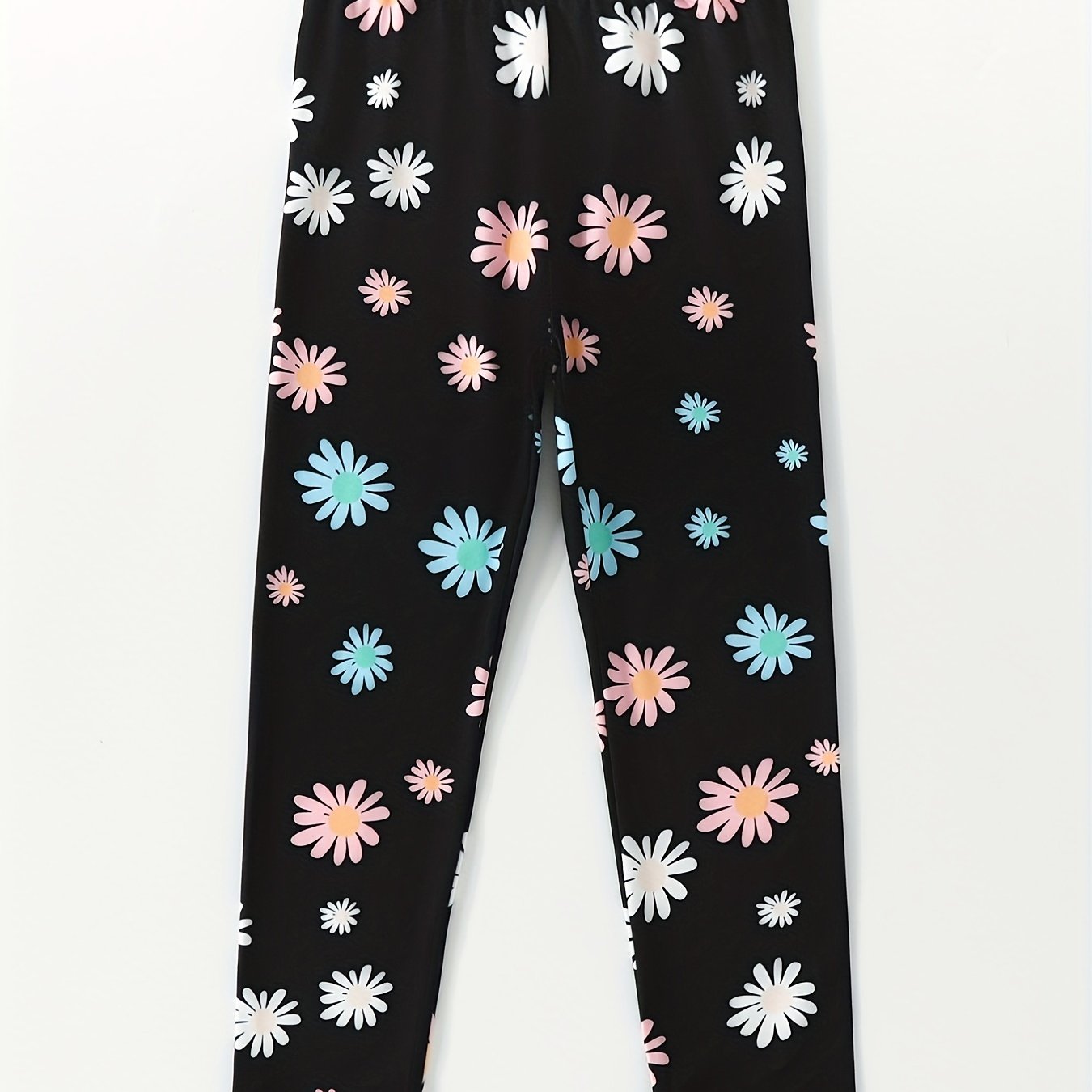 Girls Tiny Daisy Print Stretchy Leggings Ankle Length