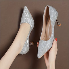 Glitter Stiletto Heels Pointed Toe Wedding Shoes