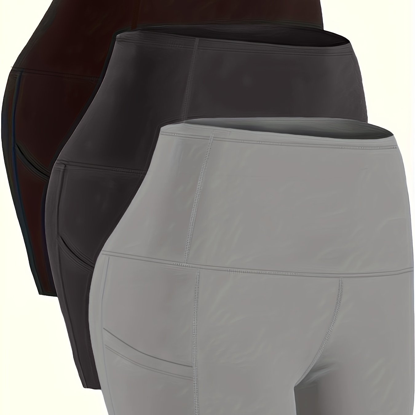 3 Pack Plus Size Sports Shorts Set Women's Plus Solid Wide Waistband