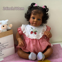 24 Inch Soft Vinyl Reborn Baby Doll Adorable Toddler Girl with Curved Hair