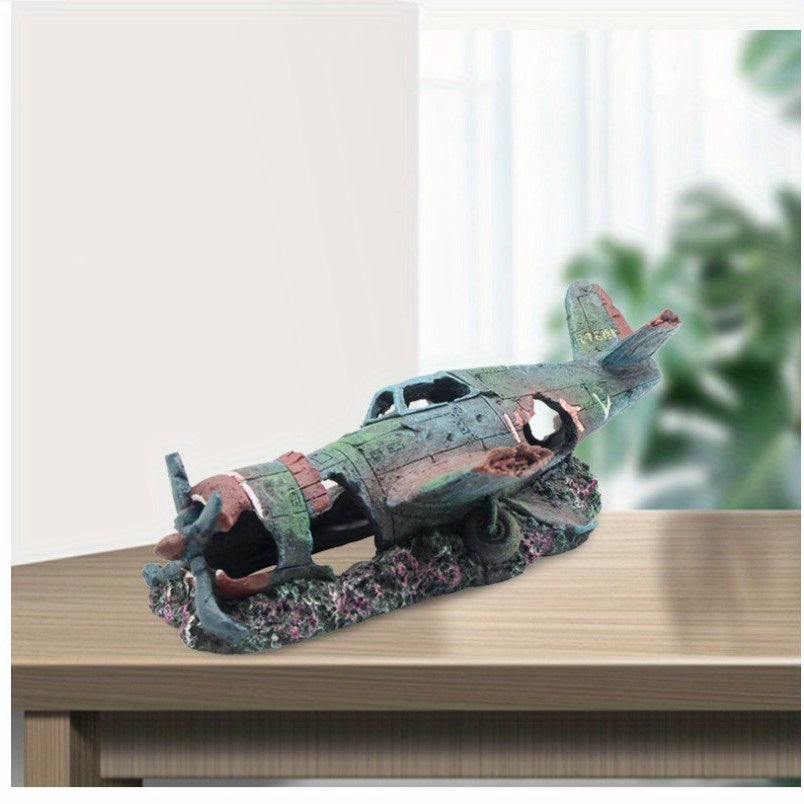 Aquarium Helicopter Wreckage Decor - Enhance Fish Habitat