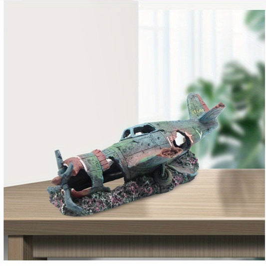 Aquarium Helicopter Wreckage Decor - Enhance Fish Habitat
