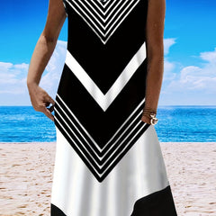 Stripe Print Tank Dress With Pockets