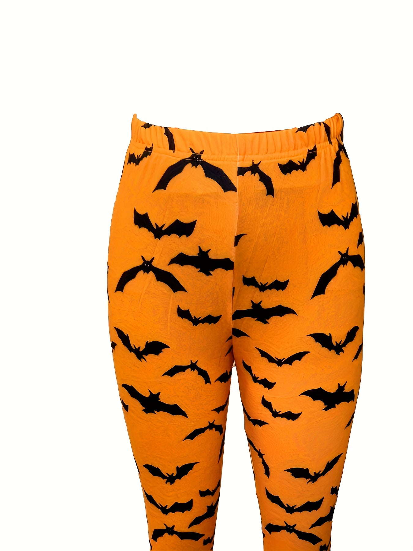 Halloween Bat Print Skinny Leggings Elastic Waist Stretchy Women's Clothing