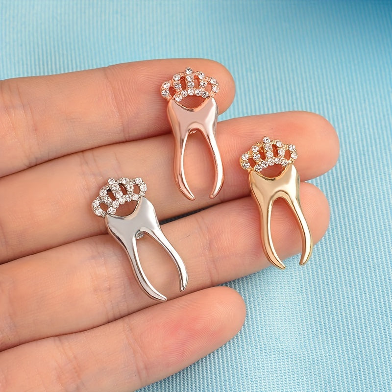 Rhinestone Tooth Pin Brooch Jewelry for Clothes Bags Jackets Hat