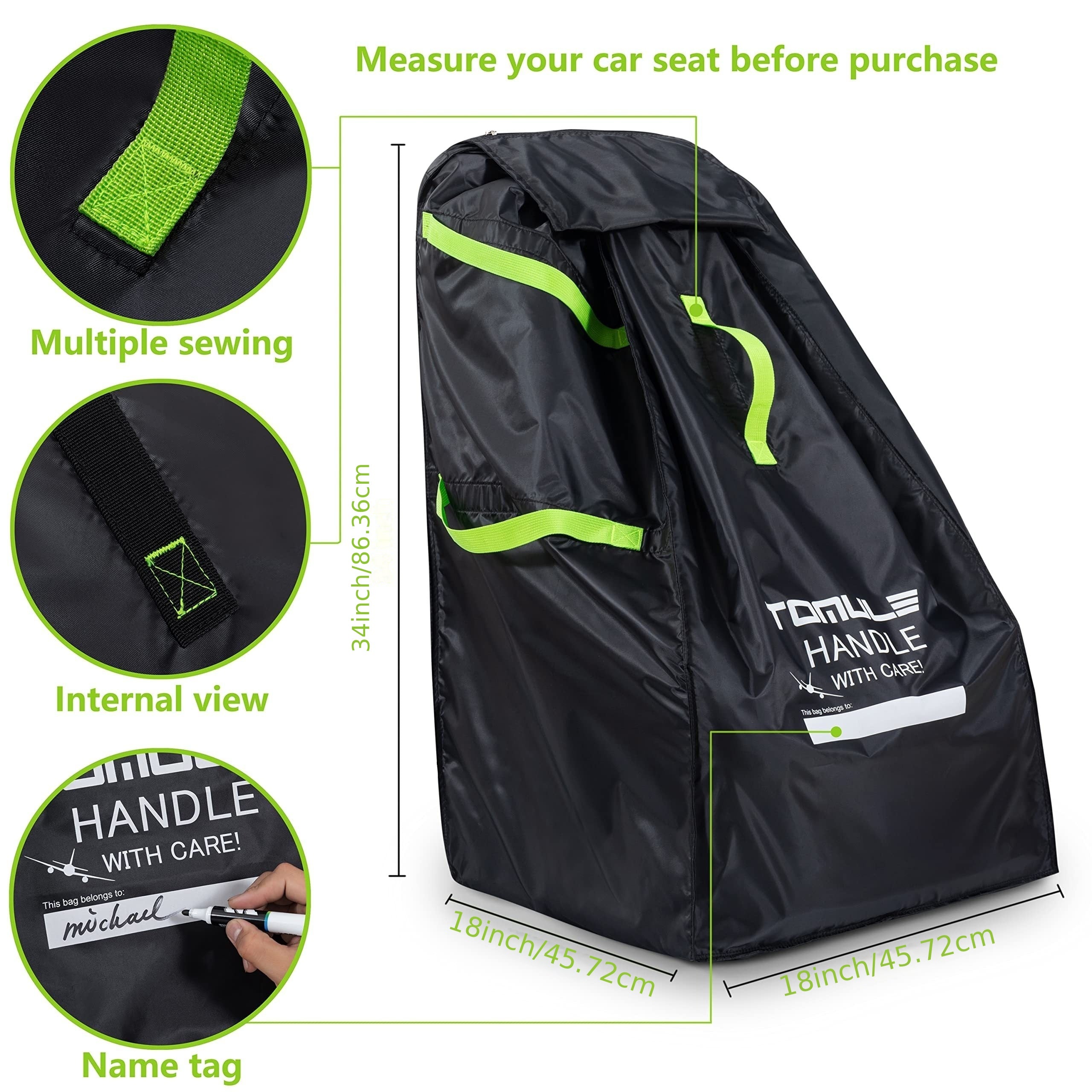 TOMULE Waterproof Child Safety Seat Storage Bag