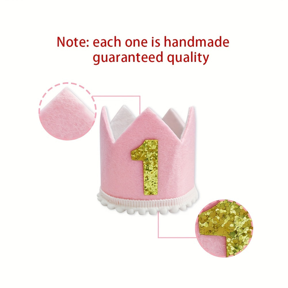Baby 1st Birthday Crown First Birthday Hat Pink Baby 1st Birthday Party Supplies