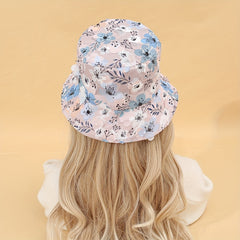 Mesh Flower Decor Bucket Hat Pink Printed Basin Hat For Women