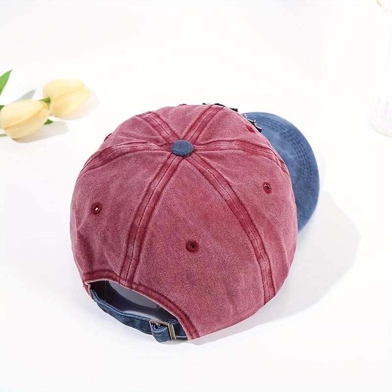 Vintage Maple Leaf Baseball Cap Embroidery Patch Distressed Sun Hat