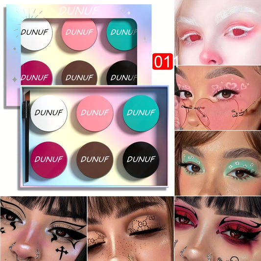6 Eyeshadow Palette Matte Eyeliner Brow Tint Face Paint Halloween Makeup Kit