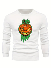 Jack O Lantern Slim Warm Sweater Men's Retro Style Crew Neck Pullover