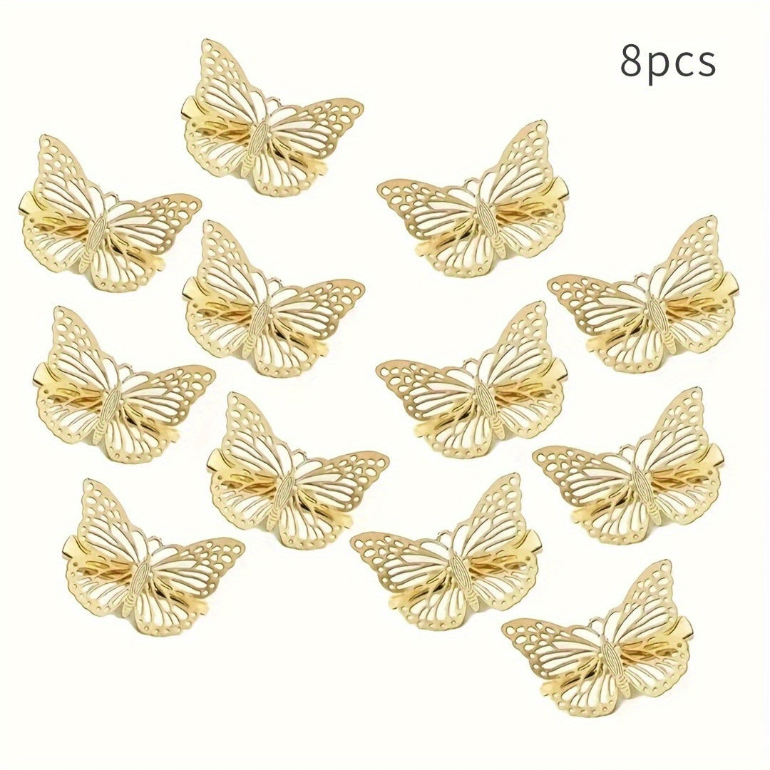 8pcs Butterfly Shaped Hair Clips Metal Hair Pins Hair Accessories For Women