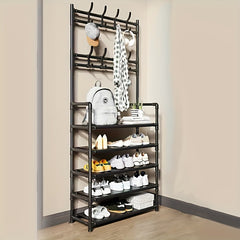 Coat Hat Rack with Shoes Storage Hooks
