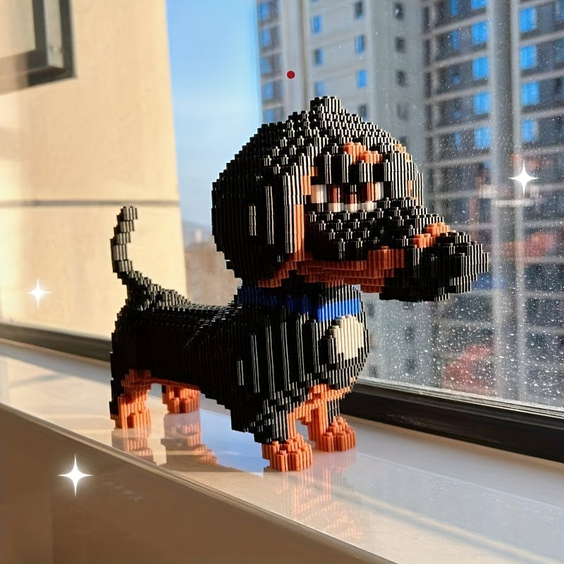 Building Block Set Sausage Dog Pet Holiday Room Decoration