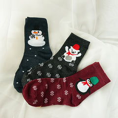 5 Pairs Cartoon Print Socks Christmas Mid Tube Women's Stockings