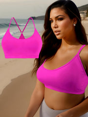 Plus Size Sports Bra Women's Scoop Neck Medium Stretch Fitness Bra