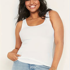 Solid Scoop Neck Summer Tank Top