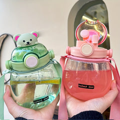 27oz Leak Proof Corgi Water Bottle with Straw & Strap for Girls