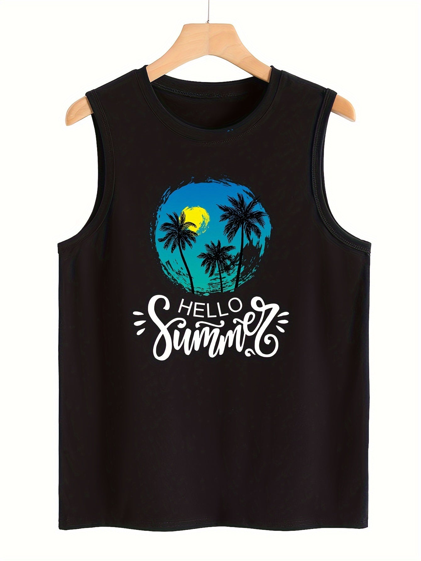 Tree Pattern Sports Vest Round Neck Sleeveless Top
