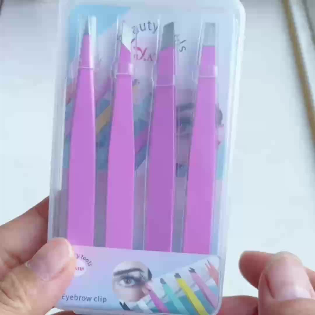 4pcs Stainless Steel Tweezers Set For Ingrown Hair Removal