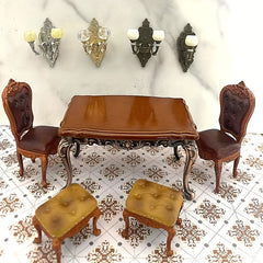 1:12 Dollhouse Furniture Retro Alloy Wooden Large Table Tea Table
