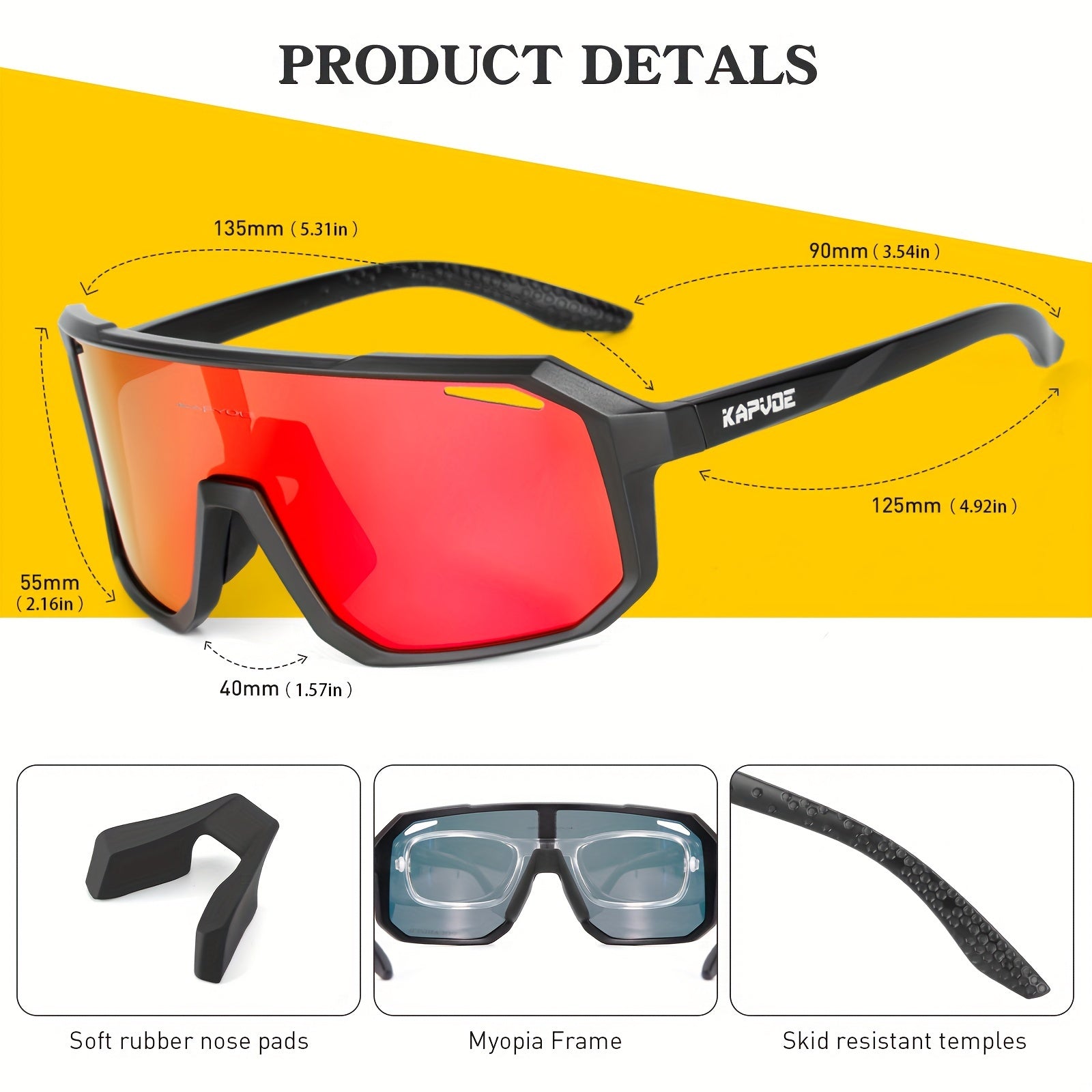 KAPVOE 3 Lens Cycling Glasses for Outdoor Sports