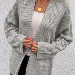 Women's Plus Size Open Front Knitted Cardigan