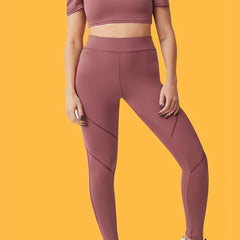 Seamless High Waist Yoga Leggings & Sports Cropped T Shirt Set