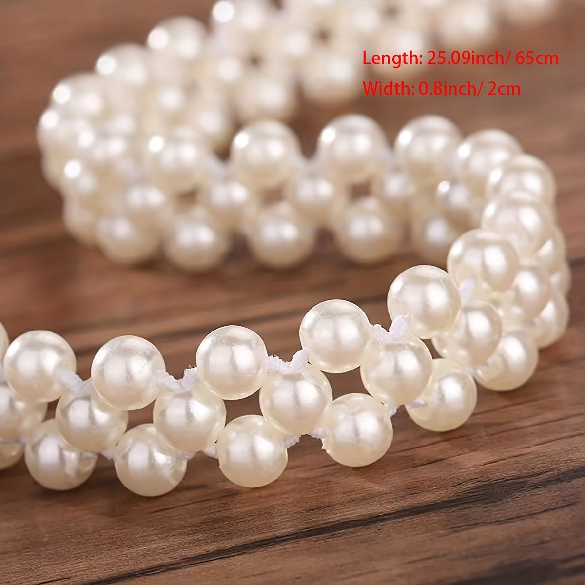Butterfly Buckle Faux Pearl Belt Rhinestone Decor Elastic Waistband