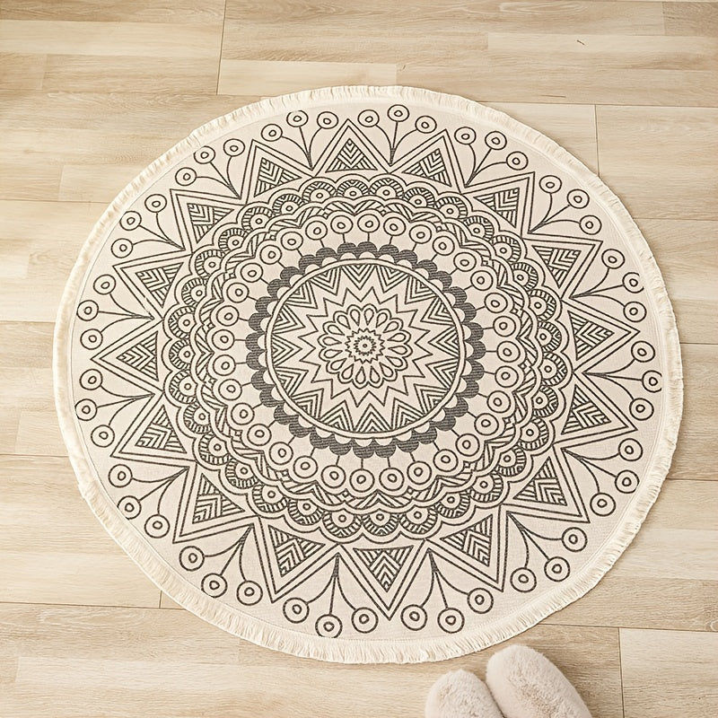 Boho Round Area Rug Printed Throw Rugs Living Room Bedroom Carpet