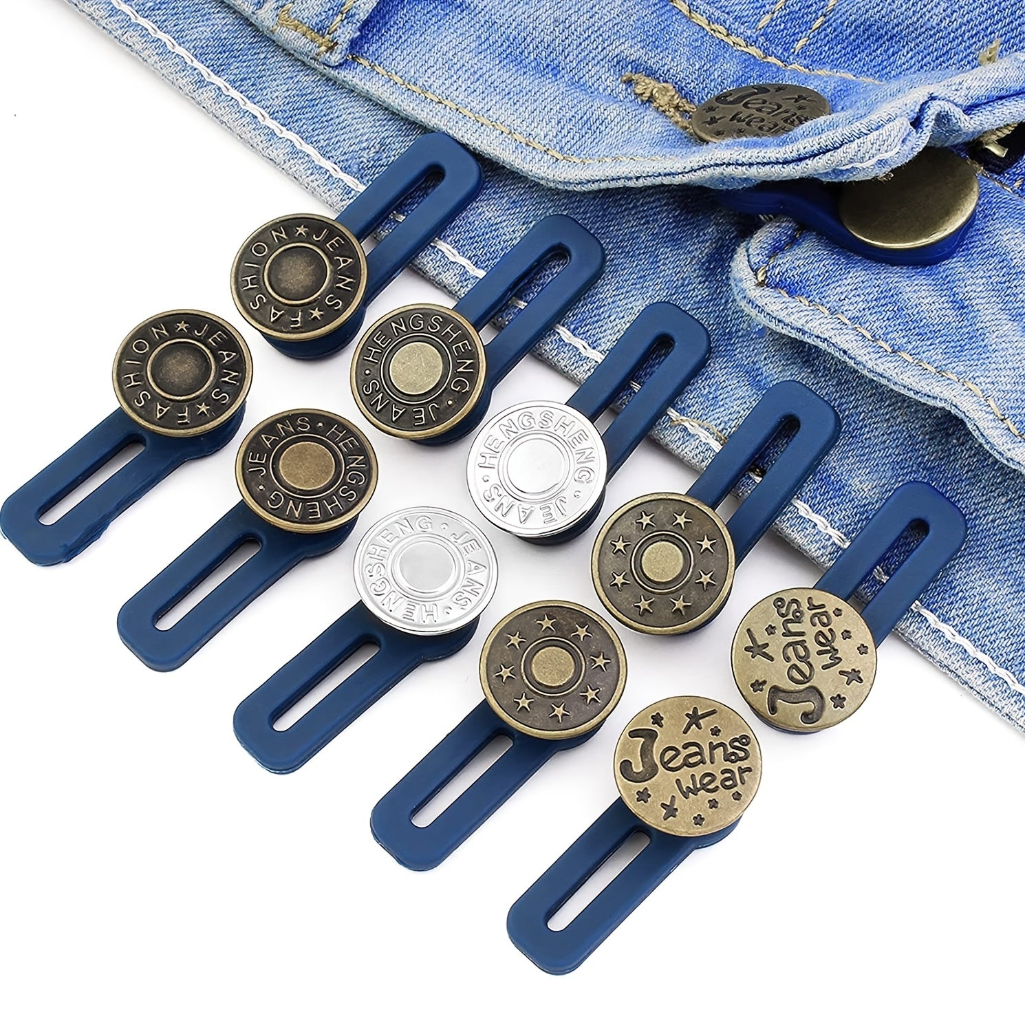 5pc Button Extender For Pants Adjustable Waist No Sew Buttons Easy To Use