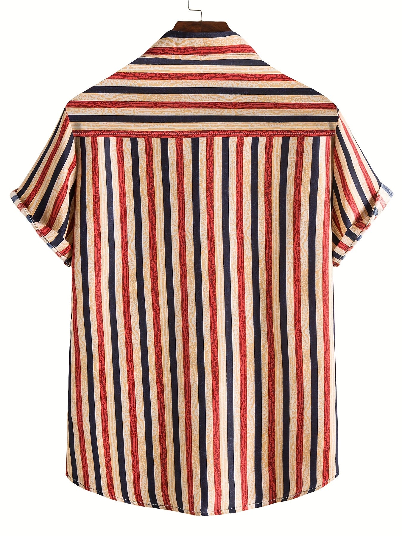Men's Vertical Striped Short Sleeve Shirt for Daily Wear