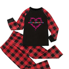 Colorblock Gingham & Letter Print Pajama Set