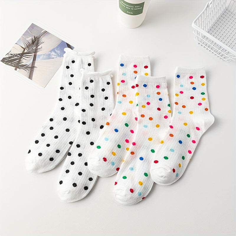 5 Pairs Polka Dot Socks Mid Tube Women's Stockings