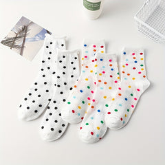 5 Pairs Polka Dot Socks Mid Tube Women's Stockings