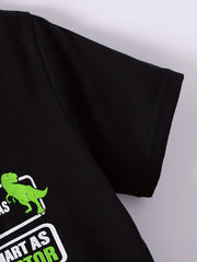 Boys Dino Graphic Print T-shirt & Shorts Set Summer Kids Clothing