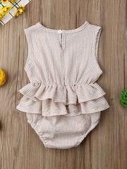 Newborn Sleeveless Romper Ruffles Crew Neck Bodysuit for Baby Girls