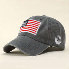 American Flag Embroidery Baseball Cap Washed Distressed Independence Patriotic
