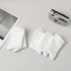 5 Pairs Solid Socks for Women Comfy & Breathable Stockings