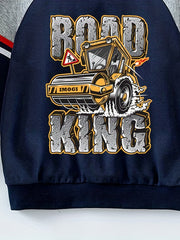 Kid's Cartoon Pattern Sweatshirt Raglan Pullover Crew Neck Long Sleeve Top