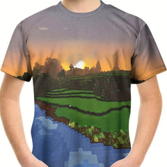 Kids Graphic Tee Shirt 3D Print Short Sleeve Street Wear Round Neck Tee